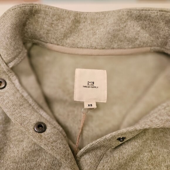 Thread & Supply NWT Snap Button Mock Neck Pullover Sweatshirt - Picture 8 of 12